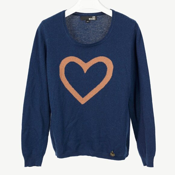 Love Moschino Dark-Blue Wool-Blend Heart Sweater - Picture 1 of 9